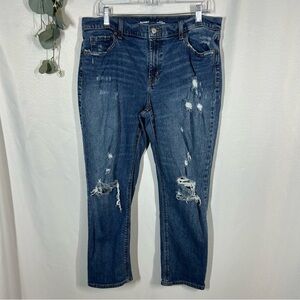 Old Navy | Mid Rise Boyfriend Jeans Distressed Blue Denim Women’s Size 12